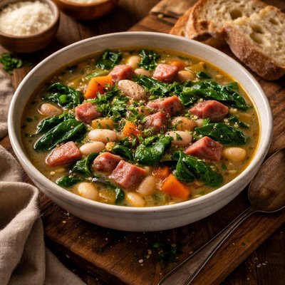 Image of Ham Bean and Spinach Soup