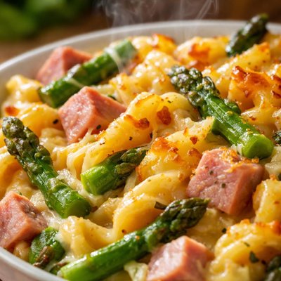 Image of Ham Casserole with Asparagus and Cheddar Cheese