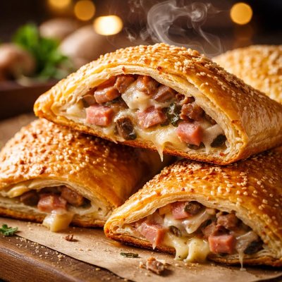Image of Ham Cheese and Mushroom Turnovers