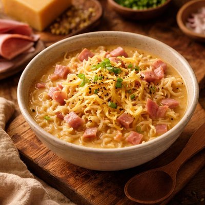 Image of Ham Cheese Ramen Noodles Cheap Budget Meal