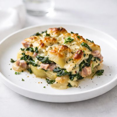 Image of Ham Cheese Spinach and Potato Bake