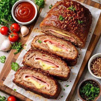 Image of Ham Cheese Stuffed Meatloaf