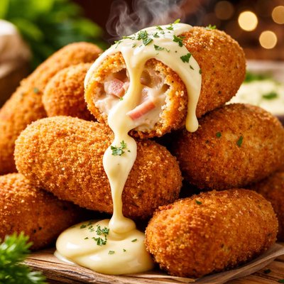 Image of Ham Croquettes with Cheese Sauce