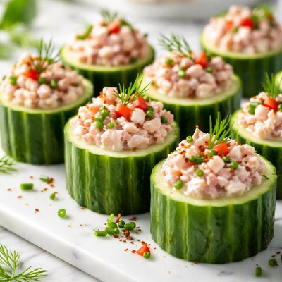 Image of Ham Filled Cucumber Cups