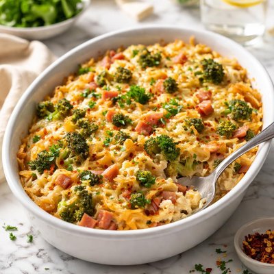 Image of Ham Hash Browns and Broccoli Casserole