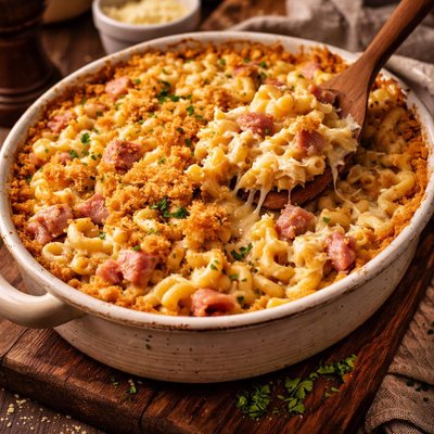 Image of Ham Macaroni and Cheese Casserole