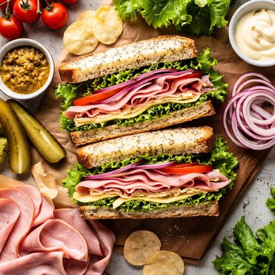 Image of Ham on Rye Deli Style Sandwich