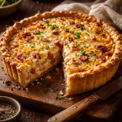 Image of Ham Onion Swiss Cheese Quiche