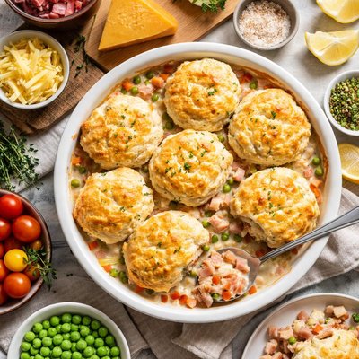 Image of Ham Pie with Cheese Biscuits
