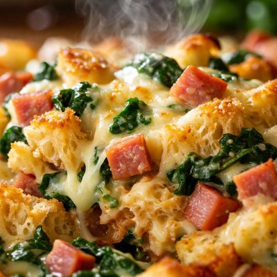 Image of Ham Spinach and Cheese Strata