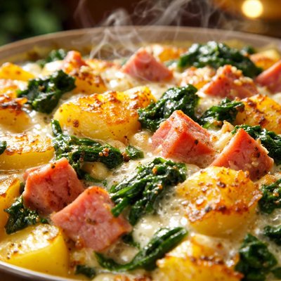 Image of Ham Spinach and Potato Casserole