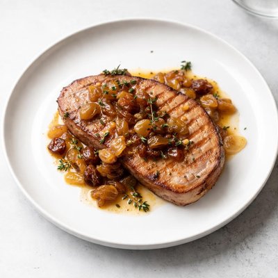 Image of Ham Steak with Cider Raisin Sauce