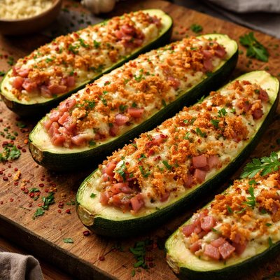 Image of Ham Stuffed Squash or Zucchini Boats