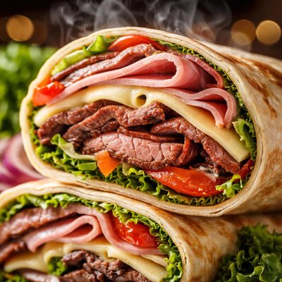 Image of Ham Swiss Roast Beef and Cheese Wrap