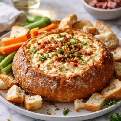 Image of Ham White Cheddar Dip Baked in a Bread Bowl