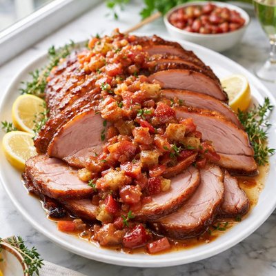 Image of Ham with Rhubarb Sauce