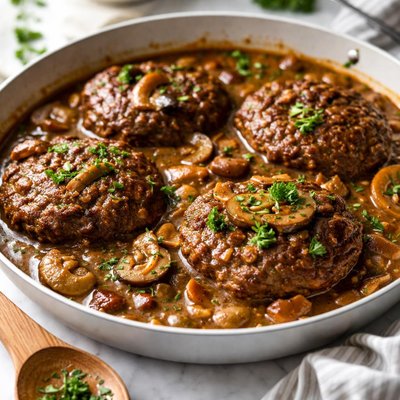 Image of Hamburger Patties Smothered in Gravy