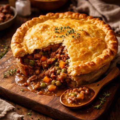 Image of Hamburger Potpie with Homemade Crust