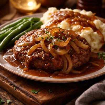 Image of Hamburger Steak and Onions with Gravy