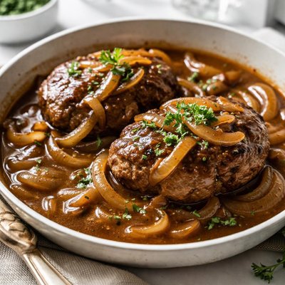 Image of Hamburger Steaks with Onion Gravy