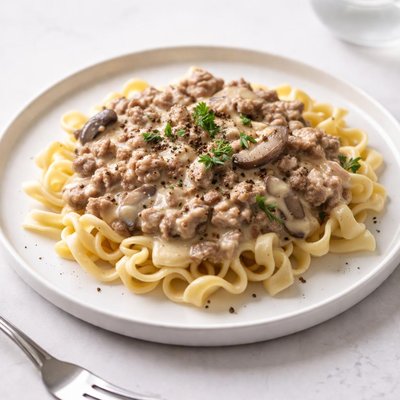 Image of Hamburger Stroganoff with Cream of Chicken Soup
