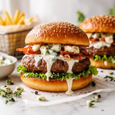 Image of Hamburgers with Blue Cheese Sauce