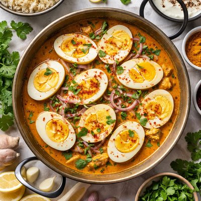 Image of Hard Boiled Eggs in a Moghlai Sauce