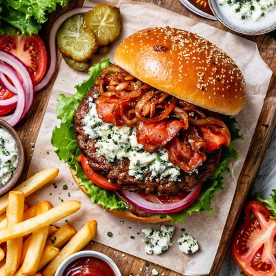 Image of Hard Chargin Blue Cheese Stampede Blue Cheese Hamburger