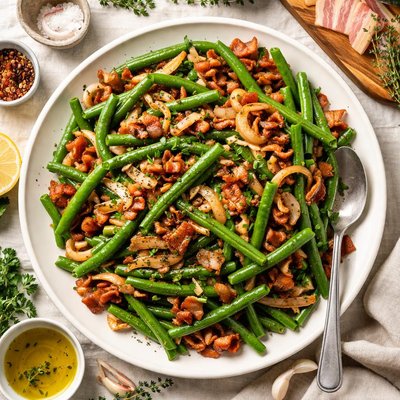 Image of Haricot Vert French Green Beans with Bacon and Onions
