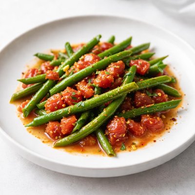 Image of Haricots Verts in Plum Tomatoes