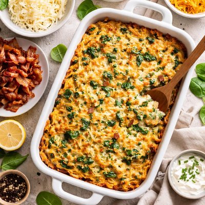 Image of Hash Browns and Spinach Casserole