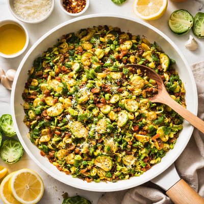 Image of Hashed Brussels Sprouts with Lemon Zest