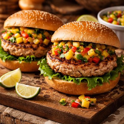 Image of Hawaiian Tuna Burgers with Maui Wowee Salsa
