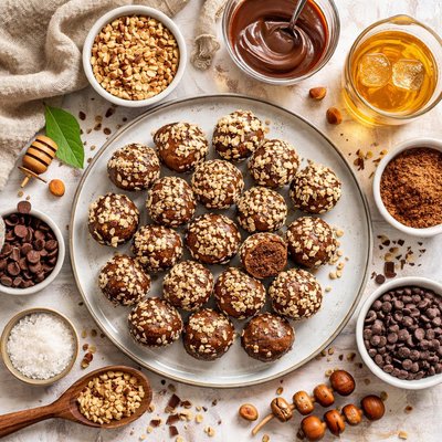 Image of Hazelnut Chocolate Bourbon Balls No Bake