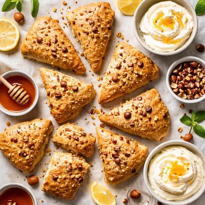 Image of Hazelnut Scones W Optional Lemon Honey or Liqueur Whipped Cream