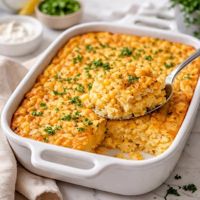 Image of Healthier Cheesy Cornbread Casserole