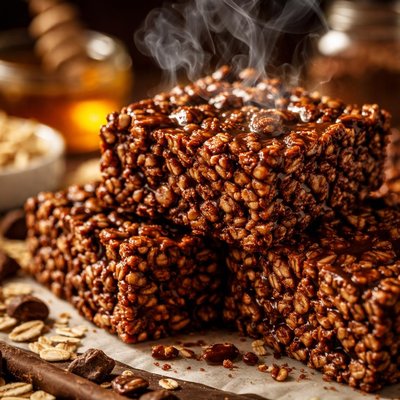 Image of Healthier Chocolate Puffed Wheat Squares