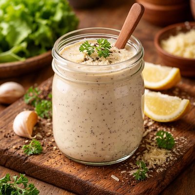 Image of Healthier Creamy Parmesan Salad Dressing