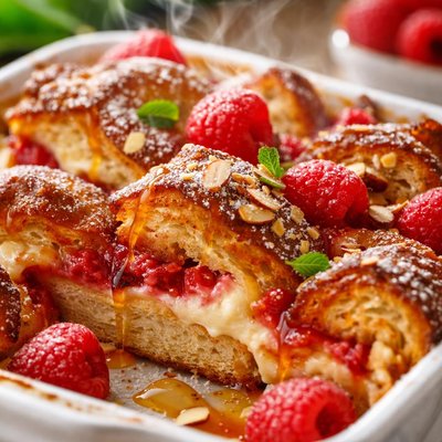 Image of Healthified Stuffed Raspberry French Toast Bake