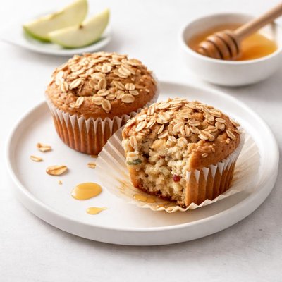 Image of Healthy Apple and Honey of Oats Muffins