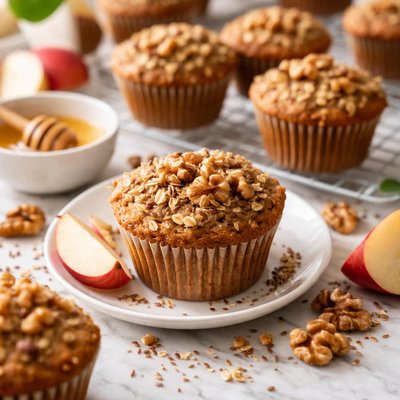 Image of Healthy Apple Walnut Muffins with Flax Seed
