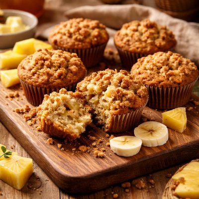 Image of Healthy Banana Pineapple Muffins