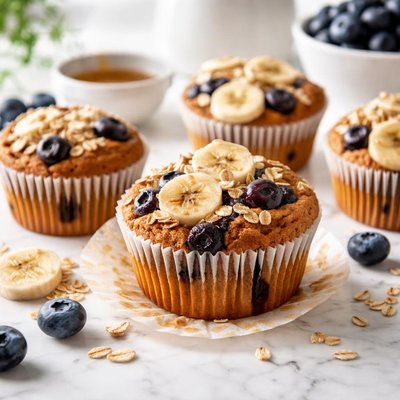 Image of Healthy Blueberry Banana Breakfast Muffin