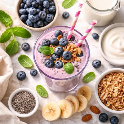 Image of Healthy Blueberry Milkshake