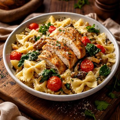 Image of Healthy Bow Tie Chicken Supper