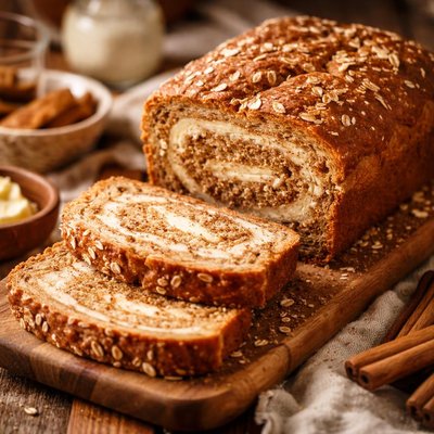 Image of Healthy Cinnamon Cream Cheese Swirl Bread Whole Wheat