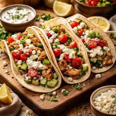 Image of Healthy Greek Style Chicken Tacos