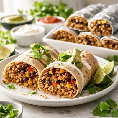 Image of Healthy Ground Tukey and Bean Make Ahead Burritos
