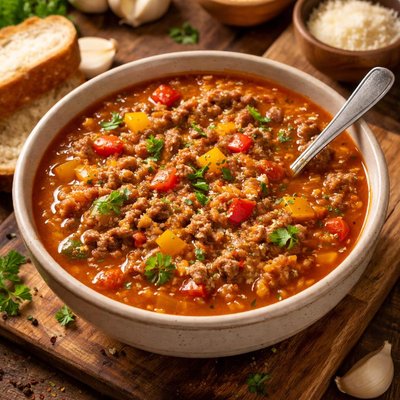 Image of Healthy Hearty Stuffed Bell Pepper Soup