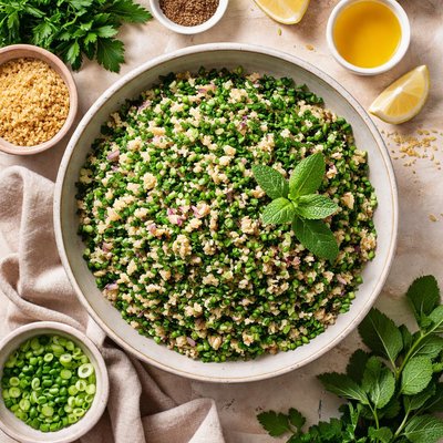 Image of Healthy Lebanese Tabbouleh No Tomato No Cucumber Version